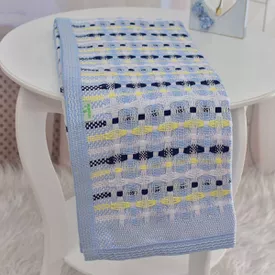 Cobertor Bebê Térmico com Debrum Colorido Azul - TexNew Bebê