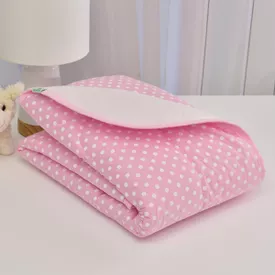 Edredom Bebê Tricoline Bolinha Rosa - TexNew Bebê