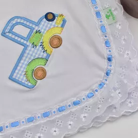 Manta Bebê Malha Caminhão Azul - TexNew Bebê