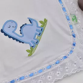 Manta Bebê Malha Dino Azul - TexNew Bebê