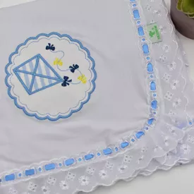 Manta Bebê Malha Pipa Moldura Azul - TexNew Bebê
