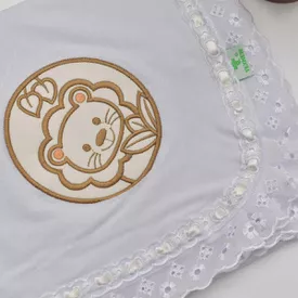 Manta Bebê Malha Safári Leãozinho Bege - TexNew Bebê