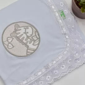 Manta Bebê Malha Safári Zebrinha Branca - TexNew Bebê