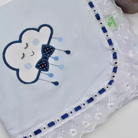 Manta Bebê Malha Nuvem Marinho - TexNew Bebê