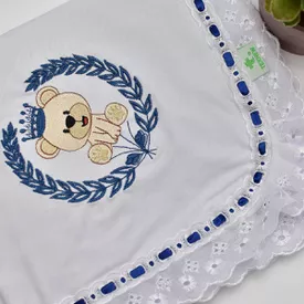 Manta Bebê Malha Ursinho De Coroa Marinho - TexNew Bebê