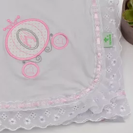 Manta Bebê Malha Carruagem Rosa - TexNew Bebê