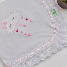 Manta Bebê Malha Nuvem Rosa - TexNew Bebê