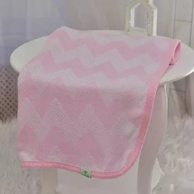 Manta Bebê Jacquard Chevron Rosa - TexNew Bebê