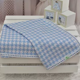 Manta Bebê Pied de Poule Azul - TexNew Bebê