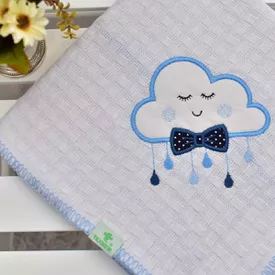 Manta Bebê Piquet Nuvem Azul - TexNew Bebê