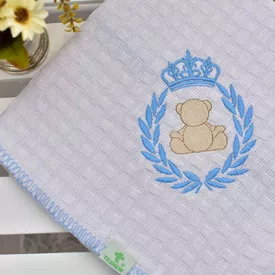 Manta Bebê Piquet Urso Charme Azul - TexNew Bebê