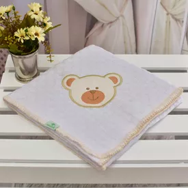 Manta Bebê Piquet Urso Rostinho Bege - TexNew Bebê