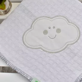 Manta Bebê Piquet Nuvem Feliz Cinza - TexNew Bebê