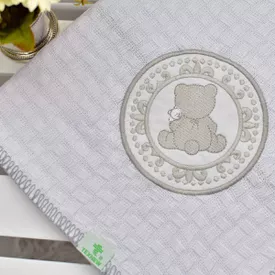 Manta Bebê Piquet Ursinho Elegante Cinza - TexNew Bebê