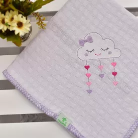 Manta Bebê Piquet Nuvem Lilás - TexNew Bebê