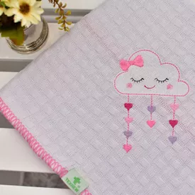 Manta Bebê Piquet Nuvem Pink - TexNew Bebê