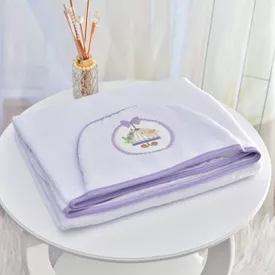 Toalha Bebê Retangular GG Com Forro e Capuz Passarinho Livre Lilás - TexNew Bebê