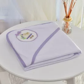 Toalha Bebê Quadrada Modinha Com Forro e Capuz Passarinho Livre Lilás - TexNew Bebê