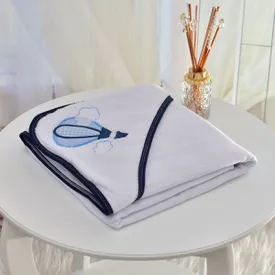 Toalha Bebê Quadrada Modinha Com Forro e Capuz Balãozinho Marinho - TexNew Bebê