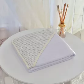 Toalha Bebê Quadrada Com Forro e Capuz Poazinhos Bege - TexNew Bebê