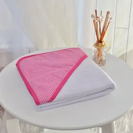 Toalha Bebê Quadrada Com Forro e Capuz Xadrez Pink - TexNew Bebê