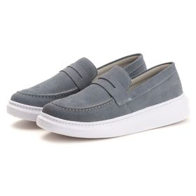 Sapato Masculino Loafer Cinza em Camurça sintética... - Artoro Calçados