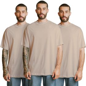 Kit 3 Camisetas Oversized 100% Algodão - Bege - CÉLULA Company