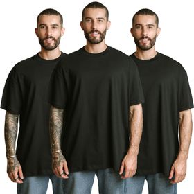 Kit 3 Camisetas Oversized 100% Algodão - Preto - CÉLULA Company