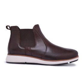 Bota Casual Chelsea Masculina Café em Couro - 401... - MADOK