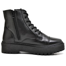 Bota Coturno Preta Feminina Cano Curto Mona - 2208 - MADOK