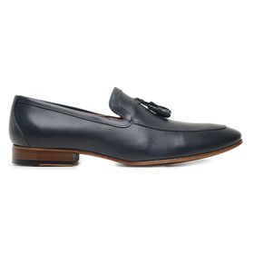 Sapato Social Azul Navy Bambolim em Couro - 66885... - MADOK