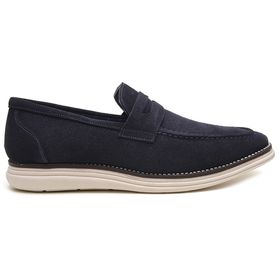 Sapato Casual Marinho em Couro Camurça - 37996AZ - MADOK