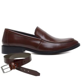 Sapato Social Couro Mouro + Cinto de Couro - 4588... - MADOK