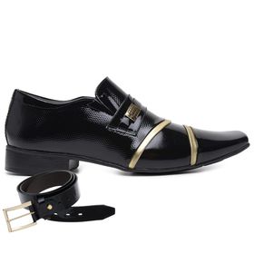 Sapato Social Jota Pe Verniz Preto/Ouro Velho Air ... - MADOK