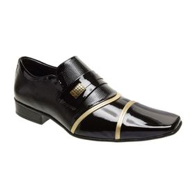 Sapato Social Jota Pe Verniz Preto/Ouro Velho Air ... - MADOK