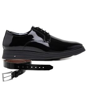 Sapato Jota Pe Casual Preto em Couro Verniz Air Im... - MADOK