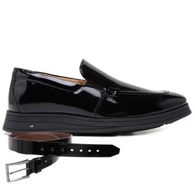 Sapato Jota Pe Casual Preto em Couro Verniz Air Ma... - MADOK