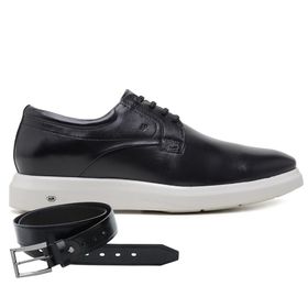 Sapato Jota Pe Casual Preto em Couro Air Enigma + ... - MADOK