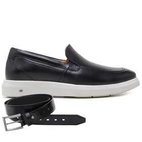 Sapato Jota Pe Casual Preto em Couro Air Sandler +... - MADOK
