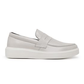 Sapato Casual Branco Loafer em Couro - 0049B - MADOK