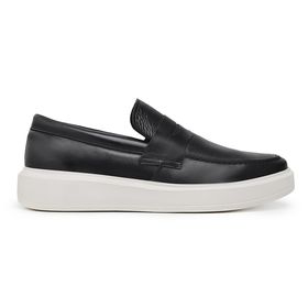 Sapato Casual Preto Loafer em Couro - 0049P - MADOK