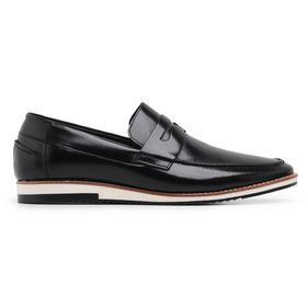 Sapato Casual Preto em Couro Loafer - 31542PB - MADOK