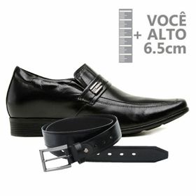 Sapato com Salto Interno Jota Pe Preto Couro Grow ... - MADOK