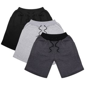 Kit 3 Bermudas Masculina Moletom Preto/Cinza/Grafi... - Lorenzzo Lopez