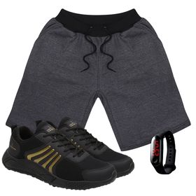 Kit Bermuda Masculina Moletom Grafite + Tênis Masc... - Lorenzzo Lopez