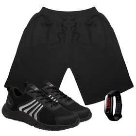 Kit Bermuda Masculina Moletom Preto + Tênis Mascul... - Lorenzzo Lopez