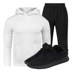 Kit Conjunto Moletom Masculino Branco/Preto + Têni... - Lorenzzo Lopez