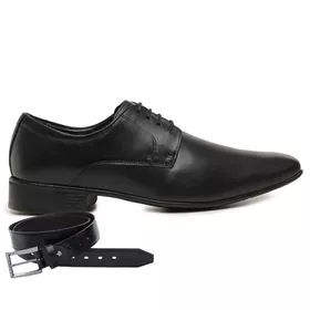 Sapato Social Jota Pe Preto Air Detroit + Cinto de... - MADOK