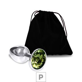 Plug de Metal P Cromado Com Strass 6cm SI (5845) - Pedra Ver... - Atacado Star Sex Shop, Lingerie e Produtos Eróticos