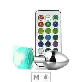 Plug de Metal M Com Led e Controle SI (7031) - Cromado - Atacado Star Sex Shop, Lingerie e Produtos Eróticos